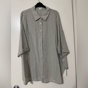 Poetry Grey Sage Button-Up short sleeved blouse